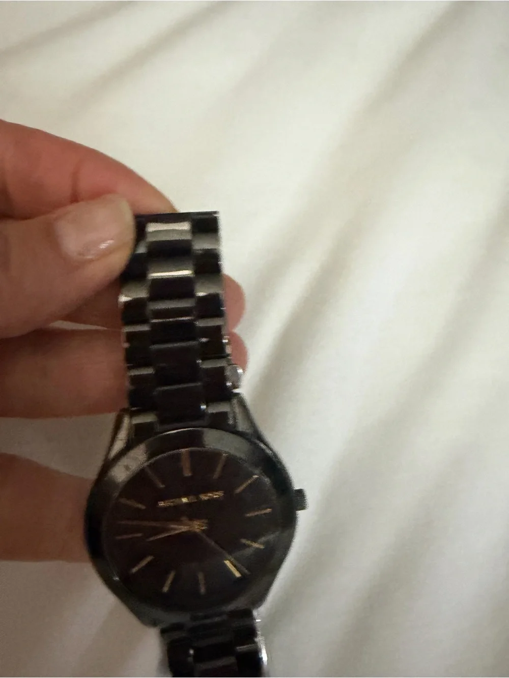 Michael Kors Black and Gold-Tone Minimalist Bracelet Watch